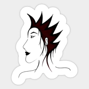 Black and white girl with punk hairstyle Sticker